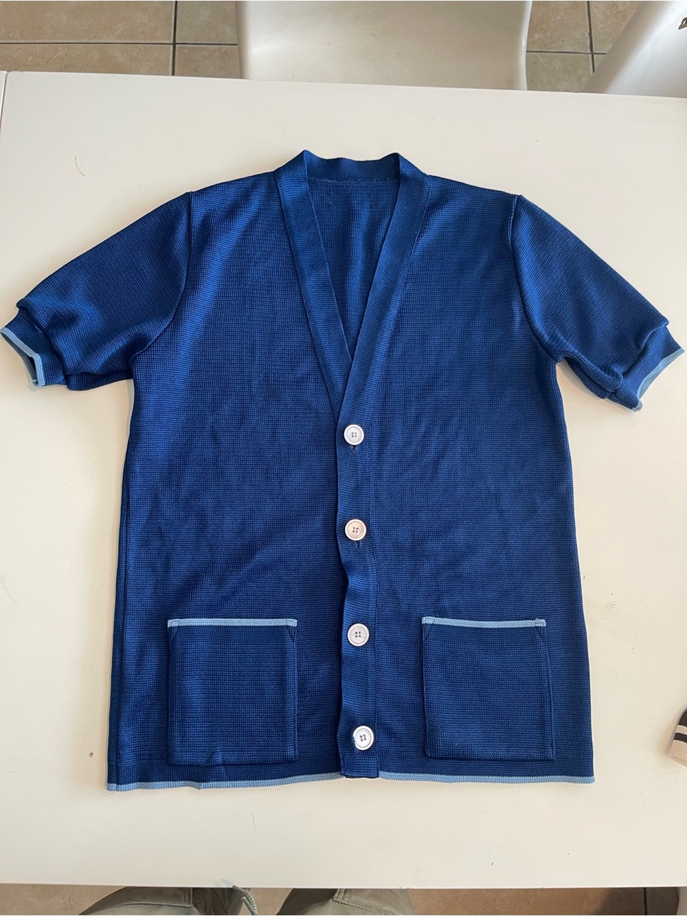 Men's Short-Sleeve Knit Cardigan - Blue